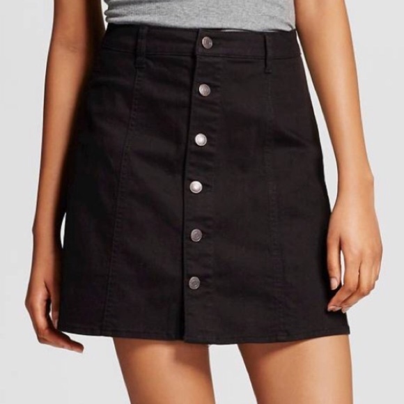 black jean button up skirt